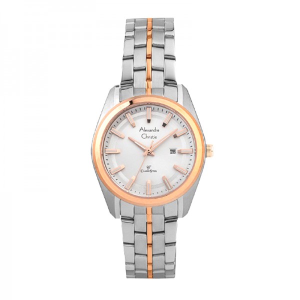 Alexandre Christie AC 8637 Silver Rosegold White LDBTRSL LADY